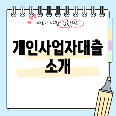 개인사업자대출 소개