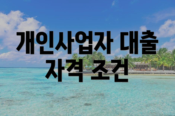 개인사업자 대출 자격 조건