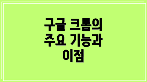 구글 크롬의 주요 기능과 이점