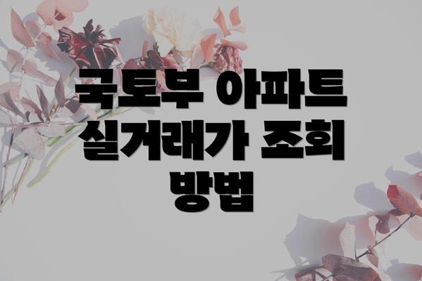 국토부 아파트 실거래가 조회 방법
