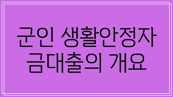 군인 생활안정자금대출의 개요