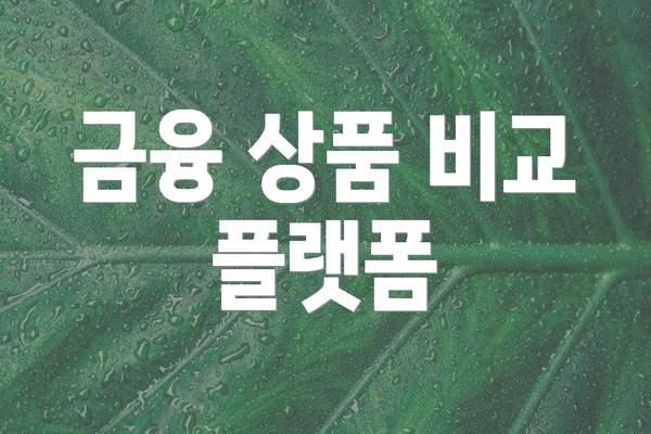 금융 상품 비교 플랫폼