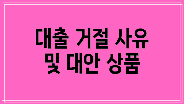 대출 거절 사유 및 대안 상품
