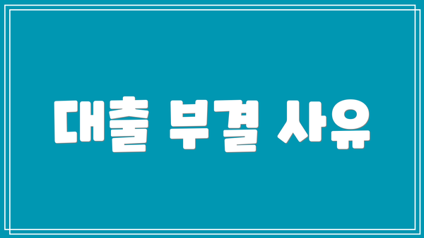 대출 부결 사유