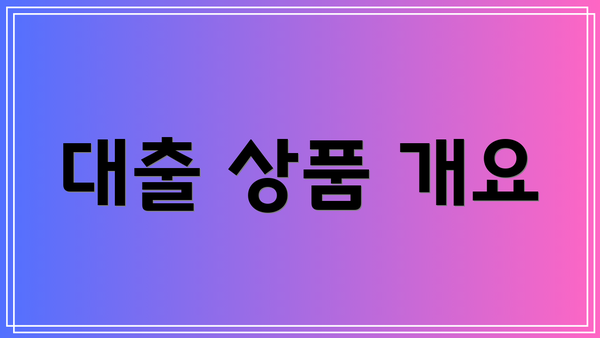 대출 상품 개요