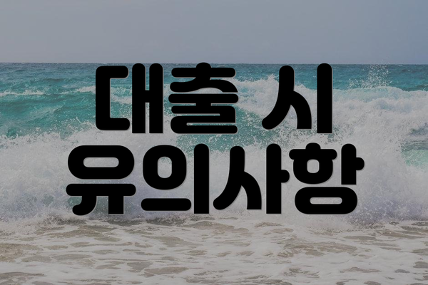 대출 시 유의사항