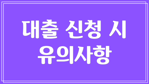 대출 신청 시 유의사항