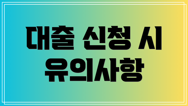 대출 신청 시 유의사항
