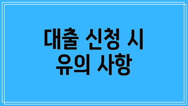 대출 신청 시 유의 사항