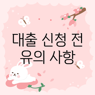 대출 신청 전 유의 사항