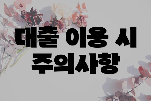 대출 이용 시 주의사항