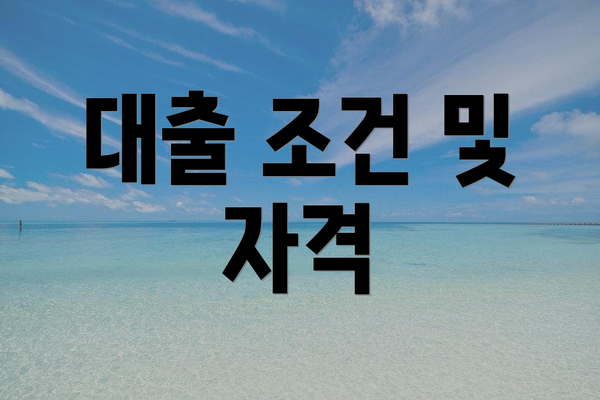 대출 조건 및 자격