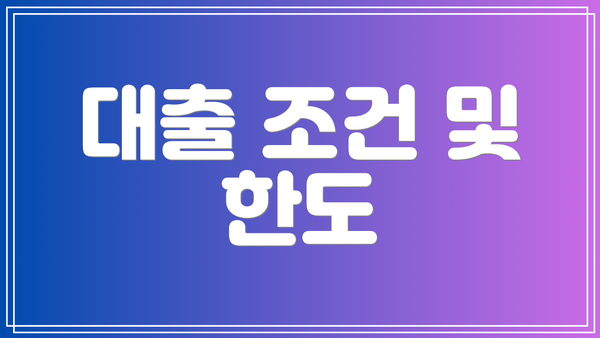 대출 조건 및 한도