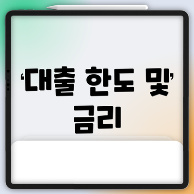 대출 한도 및 금리