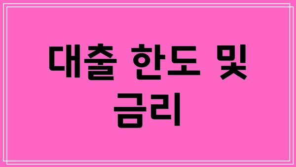 대출 한도 및 금리