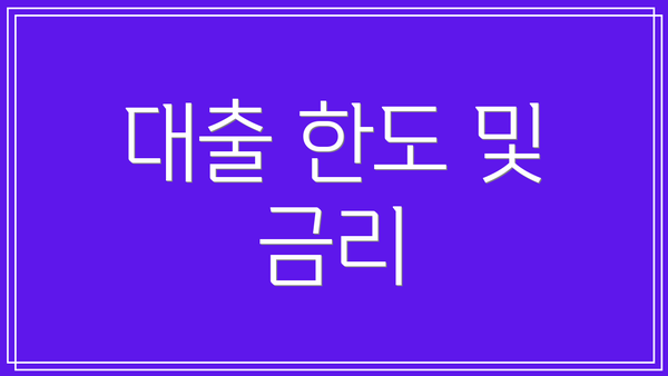 대출 한도 및 금리