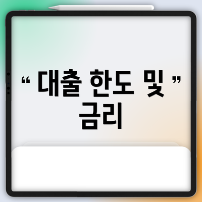 대출 한도 및 금리