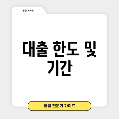 대출 한도 및 기간