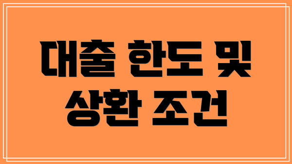 대출 한도 및 상환 조건