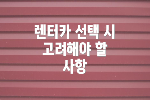 렌터카 선택 시 고려해야 할 사항