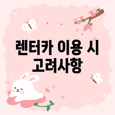 렌터카 이용 시 고려사항