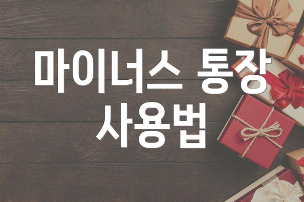 마이너스 통장 사용법