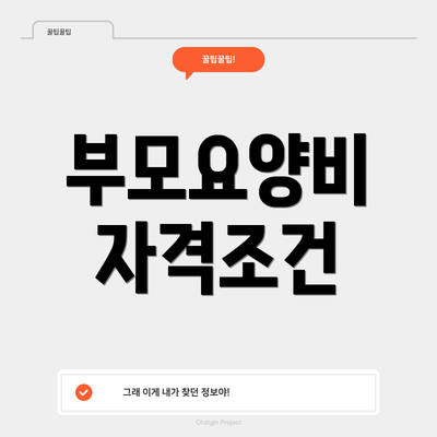 부모요양비 자격조건