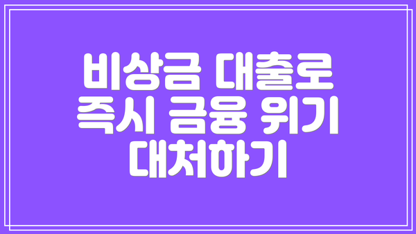비상금 대출로 즉시 금융 위기 대처하기