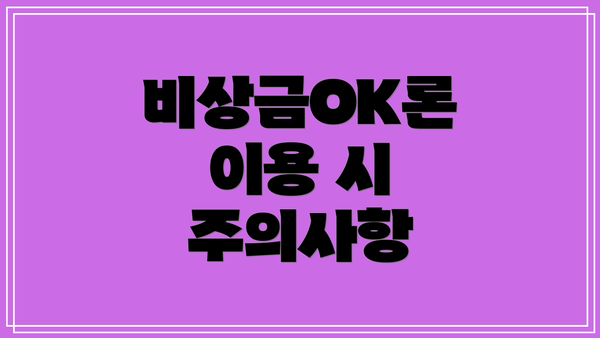 비상금OK론 이용 시 주의사항