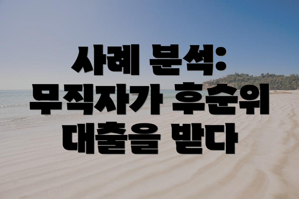 사례 분석: 무직자가 후순위 대출을 받다