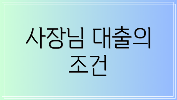 사장님 대출의 조건