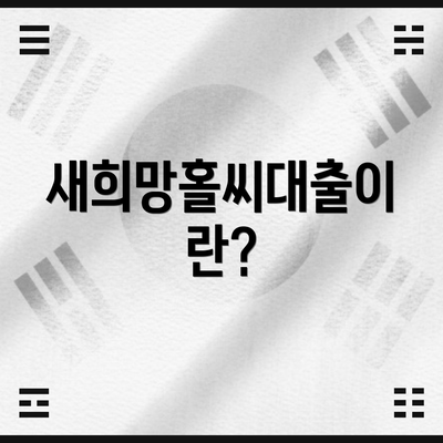 새희망홀씨대출이란?