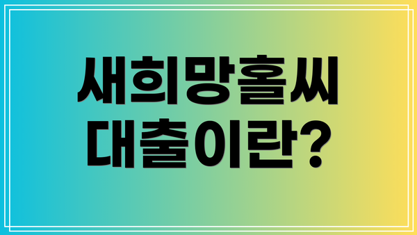 새희망홀씨 대출이란?