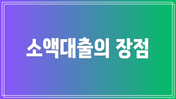 소액대출의 장점