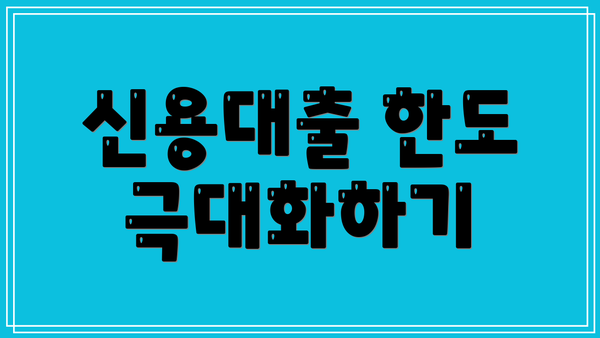 신용대출 한도 극대화하기