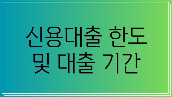 신용대출 한도 및 대출 기간