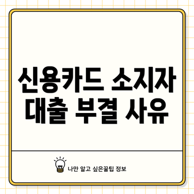 신용카드 소지자 대출 부결 사유