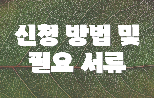 신청 방법 및 필요 서류