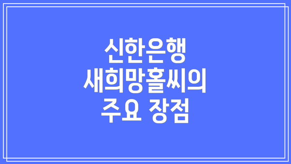 신한은행 새희망홀씨의 주요 장점