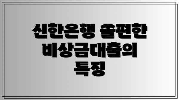 신한은행 쏠편한 비상금대출의 특징
