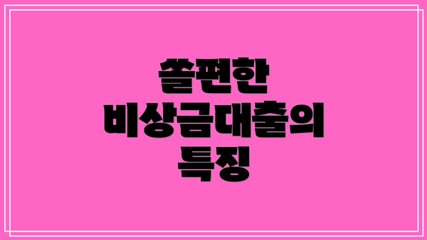 쏠편한 비상금대출의 특징