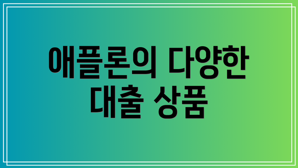 애플론의 다양한 대출 상품