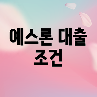 예스론 대출 조건