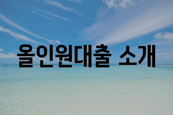 올인원대출 소개