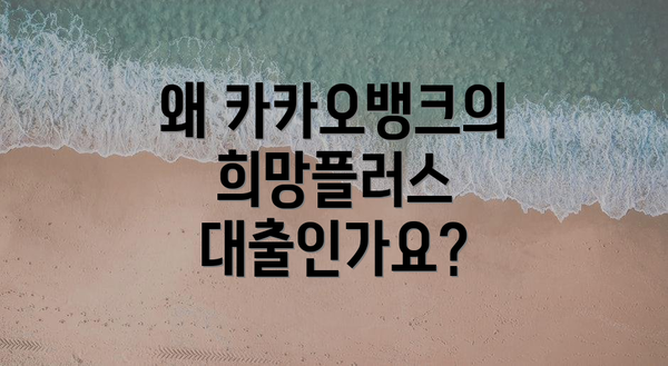 왜 카카오뱅크의 희망플러스 대출인가요?
