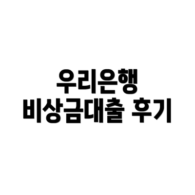 우리은행 비상금대출 후기