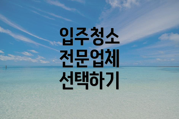 입주청소 전문업체 선택하기