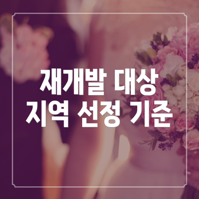 재개발 대상 지역 선정 기준