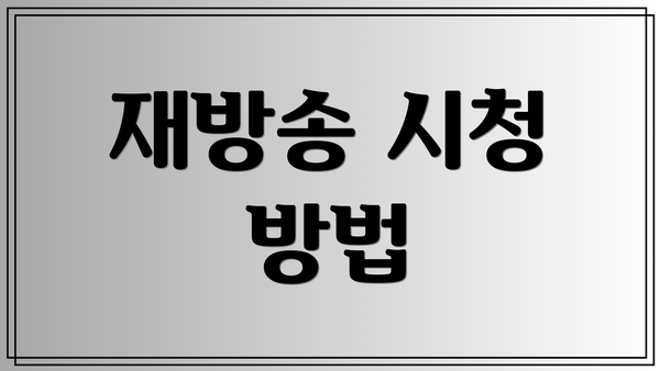 재방송 시청 방법