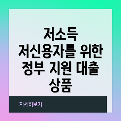 저소득 저신용자를 위한 정부 지원 대출 상품